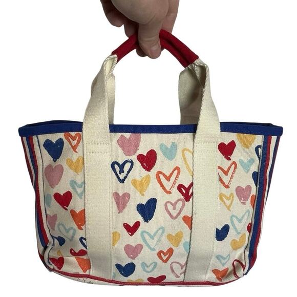 NWT BRIGHTON Red, White, and You Mini Heart Canvas Tote crossbody bag - Picture 3 of 8